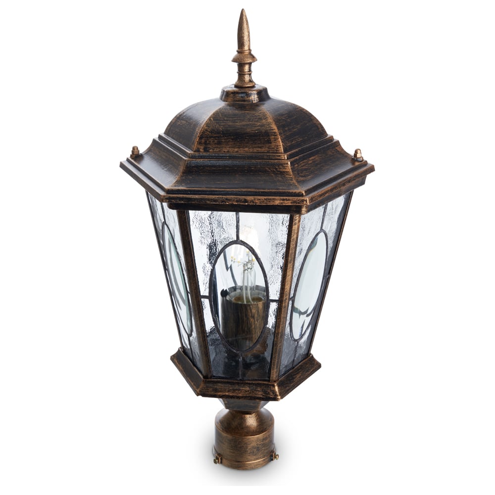 Садово-парковый светильник, шестигранный на столб 60W E27 230V, черное ...