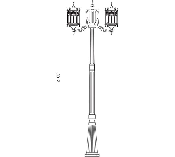 Садово-парковый светильник FERON PL119 столб шестигранный 260W, 230V, E27, 2,2M черное золото 11310