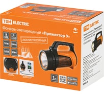 Светодиодный аккумуляторный фонарь TDM ELECTRIC "Прожектор 9", 10 Вт LED, 350 лм, 3,7 В 2,4 Ач, USB, SQ0350-0054
