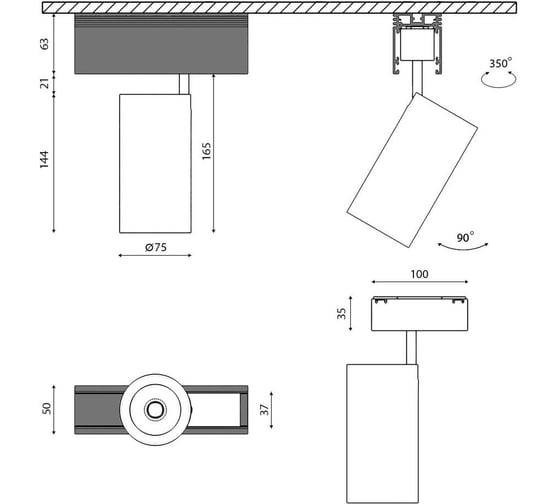Трековый светильник 20 Вт Нейтральный 4000К, SWG SY-601202-BL-20-36-NW