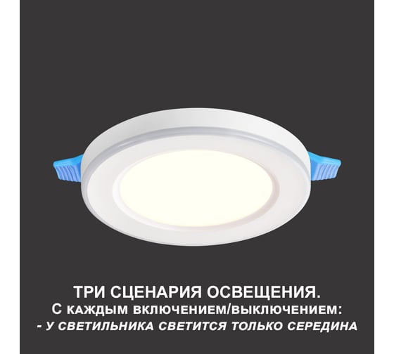 Встраиваемый светодиодный светильник NOVOTECH (три сценария работы) L 359009