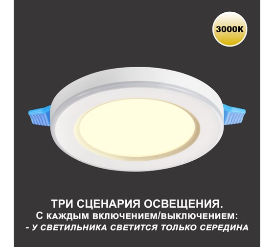 Встраиваемый светодиодный светильник NOVOTECH (три сценария работы) L 359022