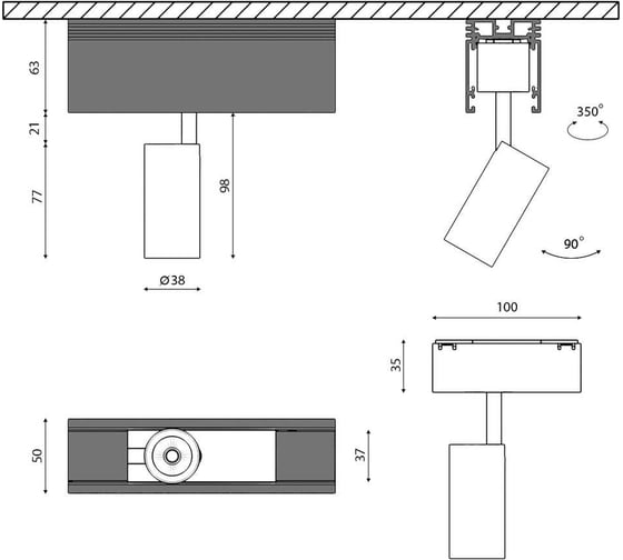Трековый светильник LED SWG SY Черный 7Вт 4000 SY-601201-BL-7-NW