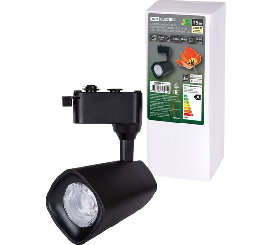 Трековый однофазный светильник TDM LED TRL-02-015-WB 15 Вт, 24, 3000 К, 90 Ra, черный, SQ0369-0013