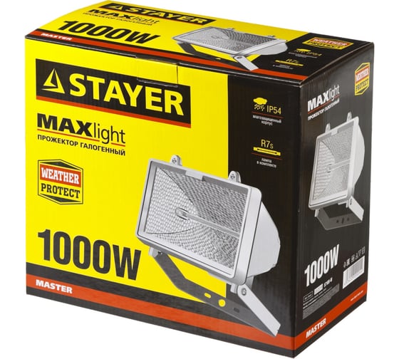 Галогенный прожектор с дугой крепления под установку, белый, 1000Вт STAYER MASTER MAXLight 57105-W