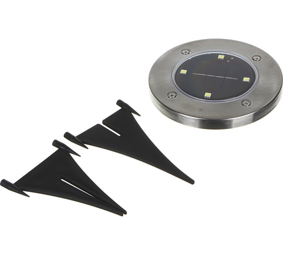 Фонарь на солнечной батарее INBLOOM, d11.6см, 4LED*белый, 1xAA 300mAh 1.2V, пластик, нержавеющая сталь 185-056