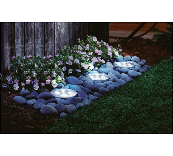 Фонарь на солнечной батарее INBLOOM, d11.6см, 4LED*белый, 1xAA 300mAh 1.2V, пластик, нержавеющая сталь 185-056