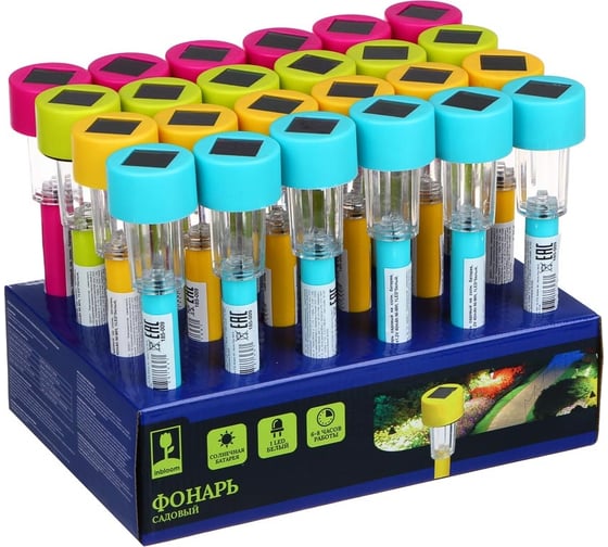 Садовый фонарь на солнечной батарее INBLOOM, 4.5x4.5x31см, 1x1.2V 40mAh NI-MH, 1LED*белый, пластик 185-009