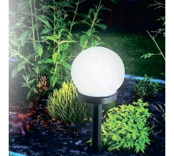 Садовый фонарь на солнечной батарее INBLOOM, шар, пластик, 10x10x34 см, 1,2 Вт NI-MH 1, 2V/40 Мач, IP42 475-306