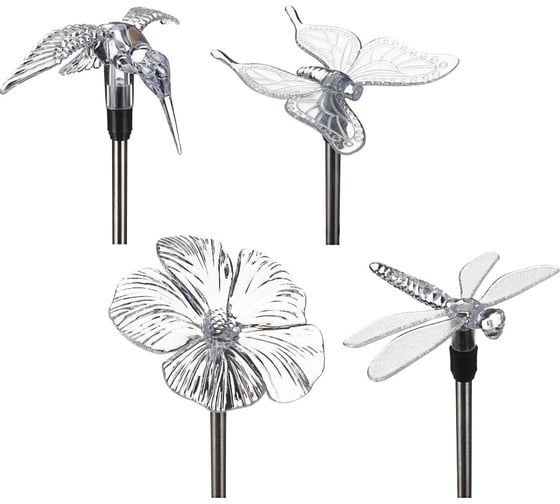 Фонарь на стержне INBLOOM 67см, 1LED, RGBYW0 (7 В 1), солнечная батарея 2V/50mA, 1.2V/600mAh, сталь 185-045