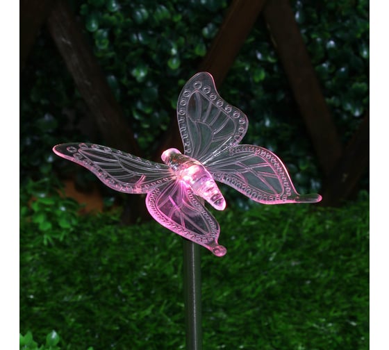 Фонарь на стержне INBLOOM 67см, 1LED, RGBYW0 (7 В 1), солнечная батарея 2V/50mA, 1.2V/600mAh, сталь 185-045