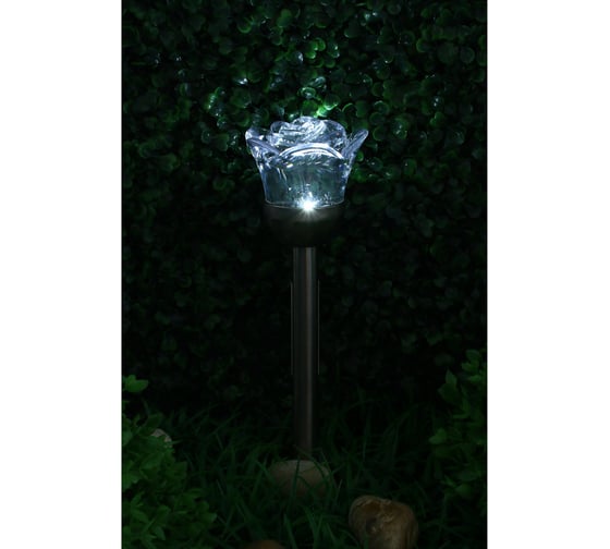 Фонарь на солнечной батарее INBLOOM роза 8*36смLED2*Бел, RGB IP44, 2режима, 1*1, 2vNi-MH AAA600mAH 2.1v25мА пластик, мет 475-295