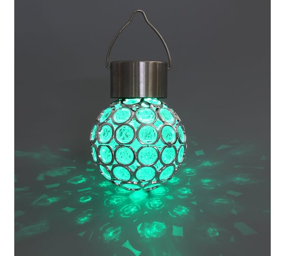 Подвесной фонарь на солнечной батарее INBLOOM шар, d8см, 1LED*RGB, 1.2V Ni-MH 2/3AAA 100mAh, акрил, сталь 483-024