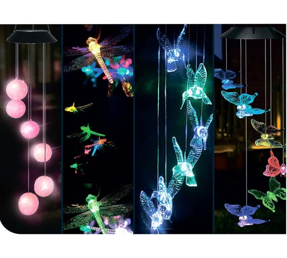 Фонарь INBLOOM Солнечный ветер 80см, IP65, мощность 2Вт, (120 ампер), 4 вида 483-028