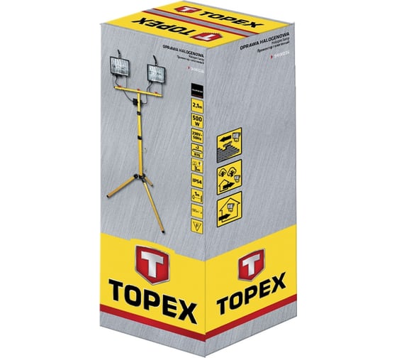 Галогеновый прожектор 2х500 Вт, со стойкой 1.8 м TOPEX 94W038