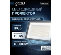 Светодиодный прожектор Gauss Qplus 150W 18000lm 6500K IP65 черный 613100150