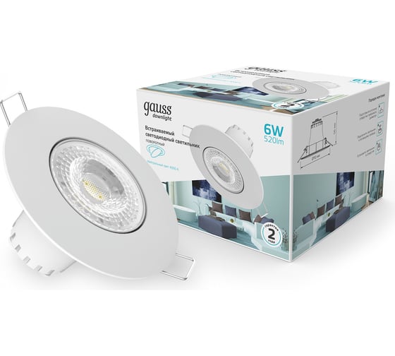 Светильник Gauss Кругл. Белый, 6W, 520 Lm LED 4100K 947411206