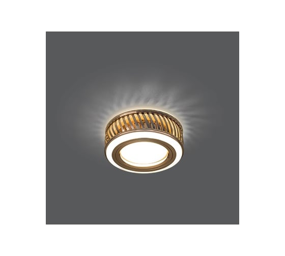 Светильник, Круг, Золото/Белый, Gu5.3, 3W, LED 3000K Gauss Backlight BL088