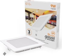 Встраиваемый светильник Gauss Slim 9W 610lm 3000K 180-265V IP20 квадрат, 940111109