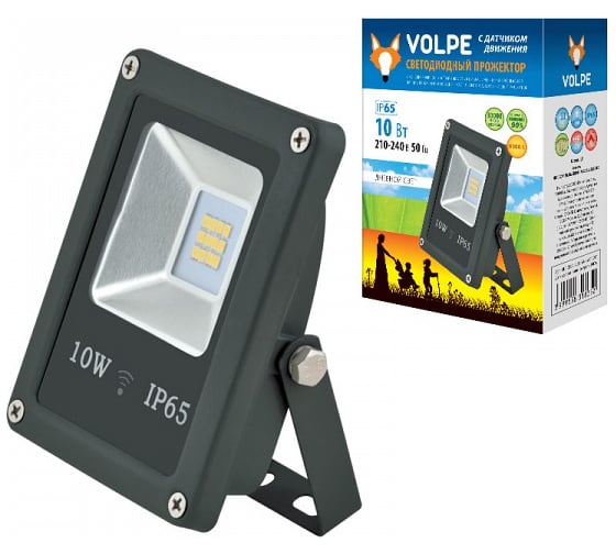 Светодиодный прожектор с датчиком движения Volpe ULF-Q509 10W/DW SENSOR IP65 210-240B BLACK UL-00001910 1