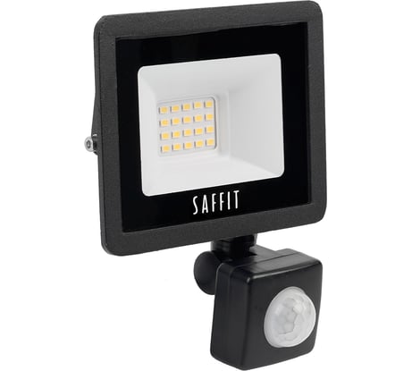 Светодиодный прожектор с встроенным датчиком SAFFIT, 2835SMD 20W 6400K AC220V/50Hz IP44, черный в компактном корпусе SFL80-20 29522