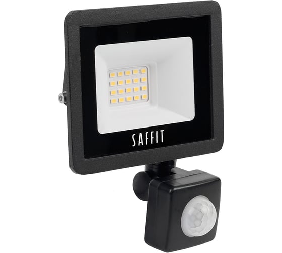 Светодиодный прожектор с встроенным датчиком SAFFIT, 2835SMD 20W 6400K AC220V/50Hz IP44, черный в компактном корпусе SFL80-20 29522