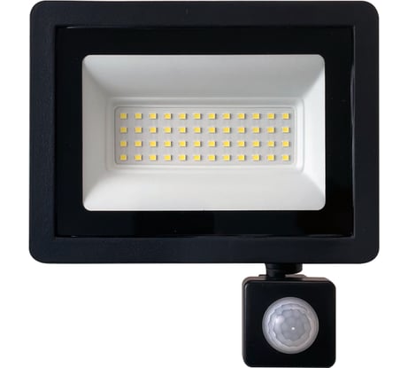 Светодиодный прожектор с встроенным датчиком 2835SMD 50W 6400K AC220V/50Hz IP65, черный в компактном корпусе SAFFIT SFL80-50 29524
