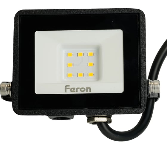 Светодиодный прожектор FERON LL-918 2835 SMD 10W 4000K IP65 AC220V/50Hz, черный прозрачным стеклом 29490