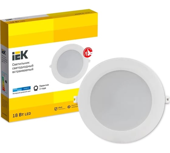 Светодиодный светильник IEK дво 1716 белый круг 18вт 6500к ip40 LDVO0-1716-18-6500-K01