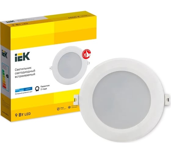Светодиодный светильник IEK дво 1713 белый круг 9вт 6500к ip40 LDVO0-1713-09-6500-K01