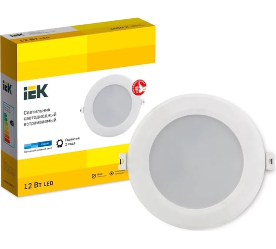 Светодиодный светильник IEK дво 1714 белый круг 12вт 6500к ip40 LDVO0-1714-12-6500-K01