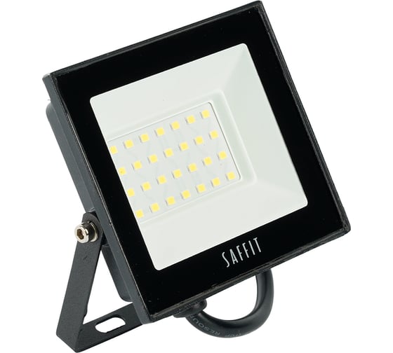 Светодиодный прожектор SAFFIT SFL90-30 2835SMD, 30W 6400K AC220V/50Hz IP65, черный в компактном корпусе 55065 1