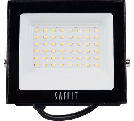 Прожектор светодиодный 2835 SMD SAFFIT 50W 6400K AC220V/50Hz IP65, черный в компактном корпусе, SFL90-50 55066