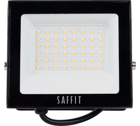 Прожектор светодиодный 2835 SMD SAFFIT 50W 6400K AC220V/50Hz IP65, черный в компактном корпусе, SFL90-50 55066