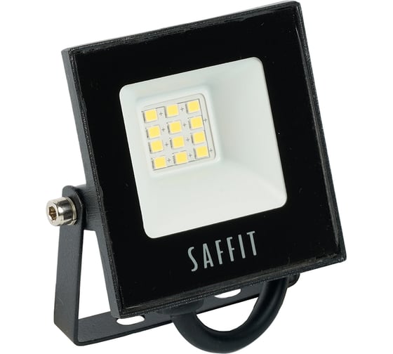 Светодиодный прожектор SAFFIT SFL90-10 2835SMD, 10W 6400K AC220V/50Hz IP65, черный в компактном корпусе 55067 1