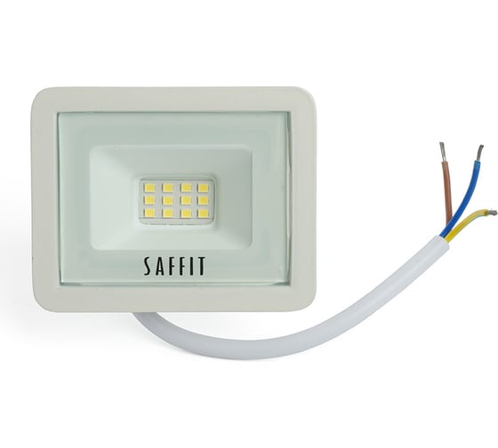 Светодиодный прожектор SAFFIT SFL90-10 2835SMD, 10W 6400K AC220V/50Hz IP65, белый в компактном корпусе 55070