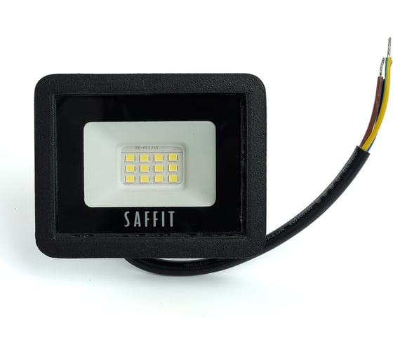 Светодиодный прожектор SAFFIT SFL90-10 2835SMD, 10W 4000K AC220V/50Hz IP65, черный в компактном корпусе 55074