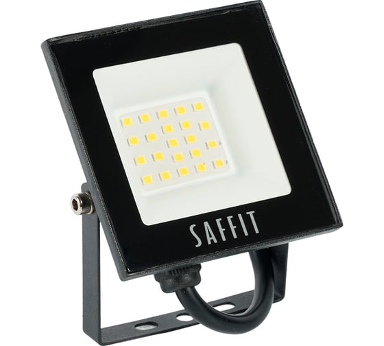 Светодиодный прожектор SAFFIT SFL90-20 2835SMD, 20W 4000K AC220V/50Hz IP65, черный в компактном корпусе 55075 1