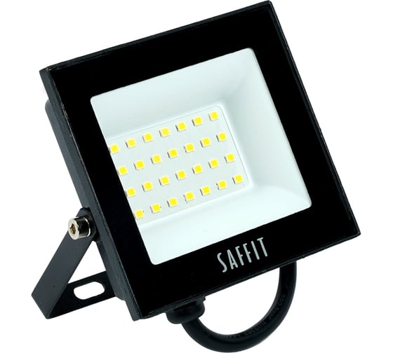 Светодиодный прожектор SAFFIT SFL90-30 2835SMD, 30W 4000K AC220V/50Hz IP65, черный в компактном корпусе 55076 1