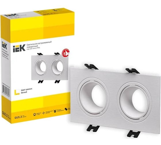 Встраиваемый светильник IEK Lighting 4102 под лампу 2хmr16 квадрат пластиковый белый LT-UVB0-4102-GU05-2-K01
