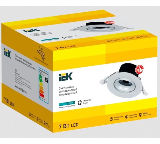 Светодиодный светильник IEK Lighting pro поворотный дво 1812 7вт 4000к ip20 круг белый LTP-DSO0-1812-07-40-K01