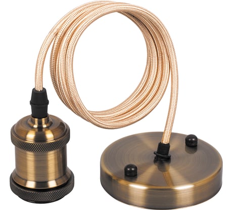 Патрон для ламп со шнуром Feron LH128 1м 230V E27 черное золото 22363