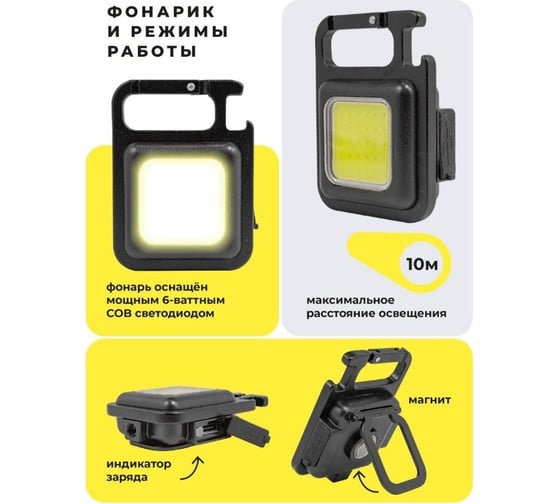 Портативный фонарь Forsage 4 режима освещения, 3,7V, 5W, IPX4 F-JBEL9904(52136)