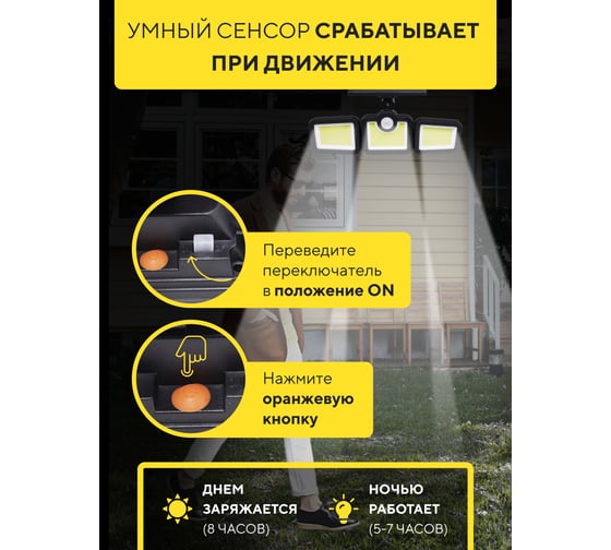 Светодиодный светильник Forsage на солнечной батарее F-RK-SWB5090-PIR(51318)