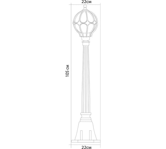 Садово-парковый светильник FERON PL3806 круглый, столб 60W 230V E27, черное золото 11375