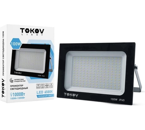 Светодиодный прожектор TOKOV ELECTRIC 100вт 6700лм 6500к ip65 черн. (tkl) TKL-FL/LED-100-6.5K-IP65