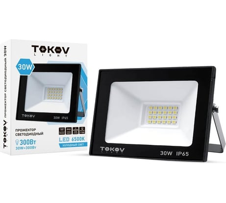 Светодиодный прожектор TOKOV ELECTRIC 30вт 1700лм 6500к ip65 черн. (tkl) TKL-FL/LED-30-6.5K-IP65