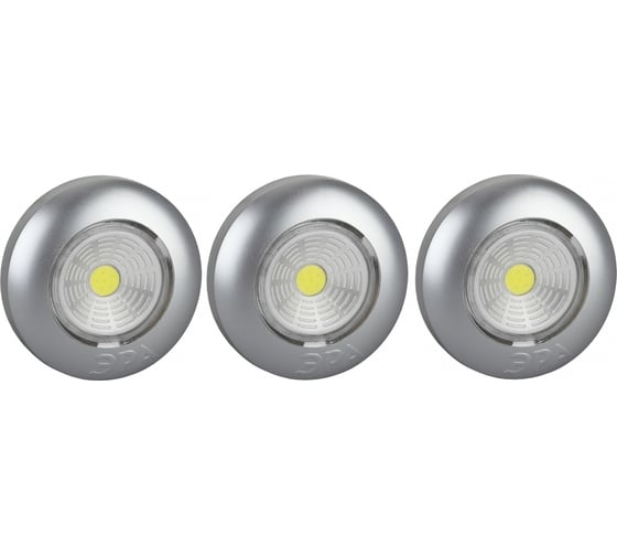 Фонарь ЭРА SB-504 NEW пушлайт Аврора COB, 3xAAA, серебристый, 3шт Б0031043