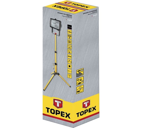 Галогенный прожектор TOPEX 500 Вт, со стойкой 1.8 м 94W036