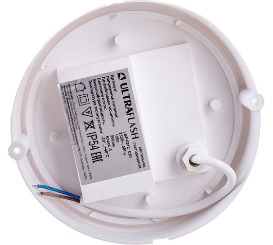 Влагозащищённый LED светильник Ultraflash LBF-0312 C01 12Вт, IP54, 220В, круг 13105